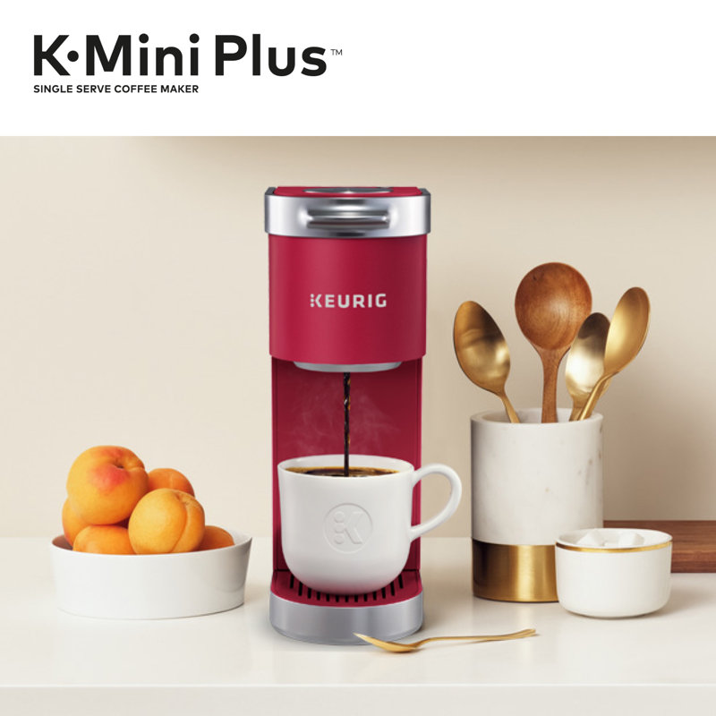 Cardinal Red Compact Single Serve Coffee Maker with Silver Accents