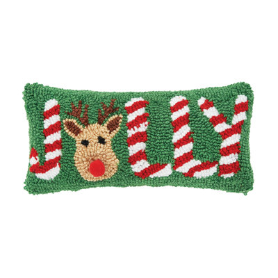  Jolly Deer Hooked Throw Pillow