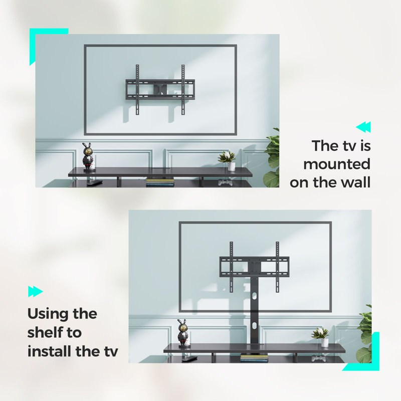 Kappenne Adjustable TV Stand for TVs up to 70" with 2 Storage Cabinets and RGB LED Lights, Black, 51.2"
