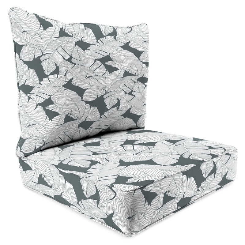 24" x 46.5" Bryann Outdoor Deep Seat Chair Cushion Set with Welt, Stone Gray