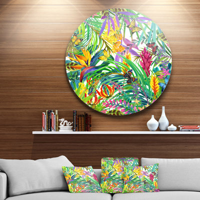 «Tropical Leaves and Flowers», reproduction d'art sur métal