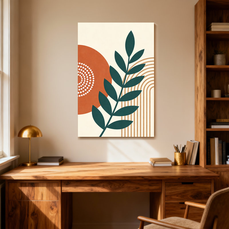 Abstract Abstract Leaf Orange Circle Pattern Print