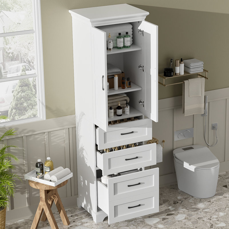 Meuble-lavabo autoportant de 71,6 po: porte double, 3 tiroirs (tiroir profond inclus), tablettes réglables, poignées noires, stratifié PB durable et panneau de fibres à densité moyenne | Idée cadeau
