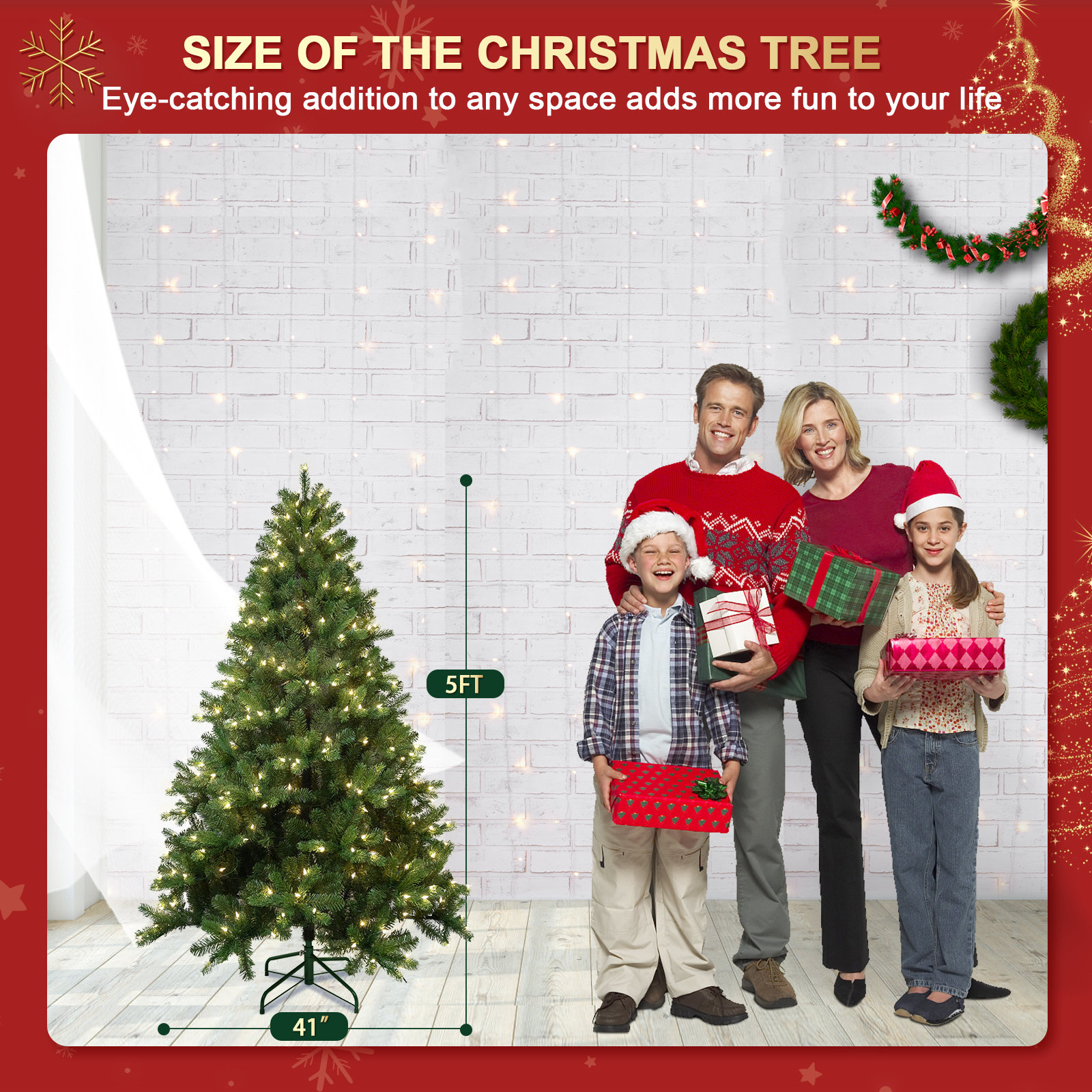 White Pre-Lit Spruce Christmas Tree, 5ft H