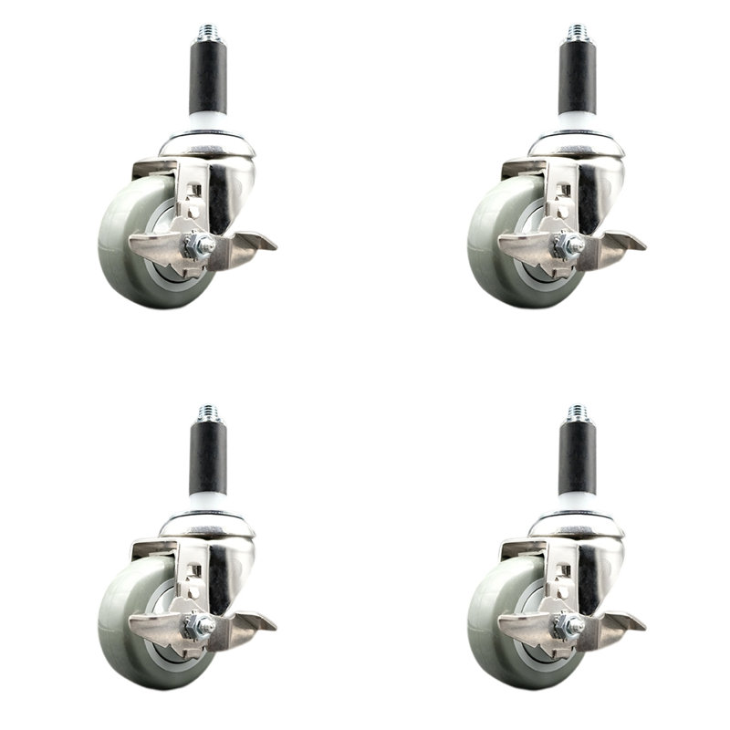 Roulettes pivotantes en poly, gris