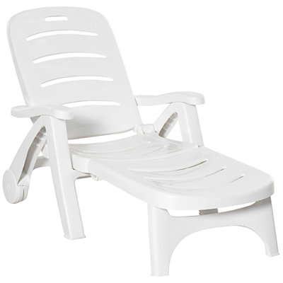 Chaise longue d'extérieur à dossier réglable à 5 niveaux avec roulettes