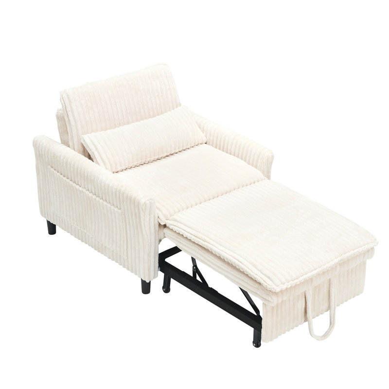 Canapé en velours côtelé doux et confortable de 39 po, Velours côtelé beige