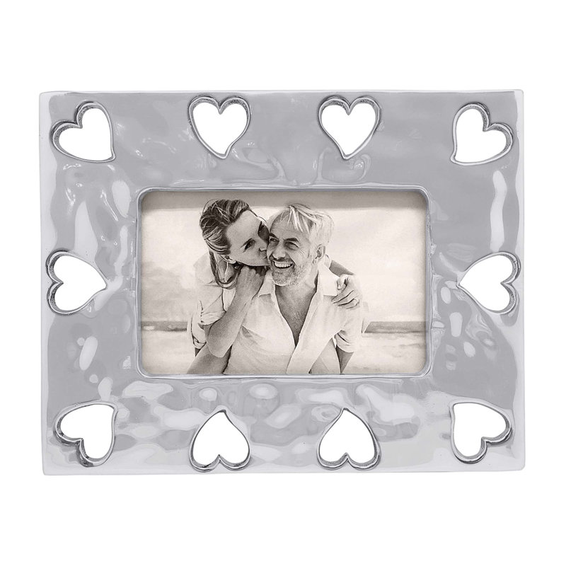 Silver Embossed Heart Border Metal Picture Frame