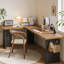 Bureau d'écriture en L en bois massif brun noisette-1619870338-1619870336