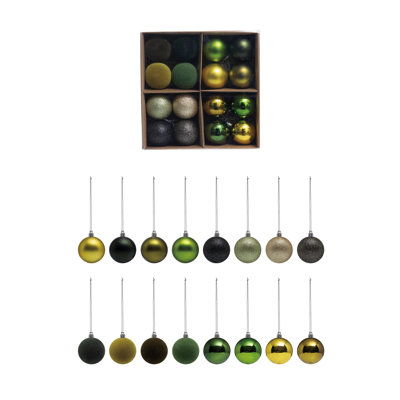 Mini Flocked Plastic Ball Ornament Set