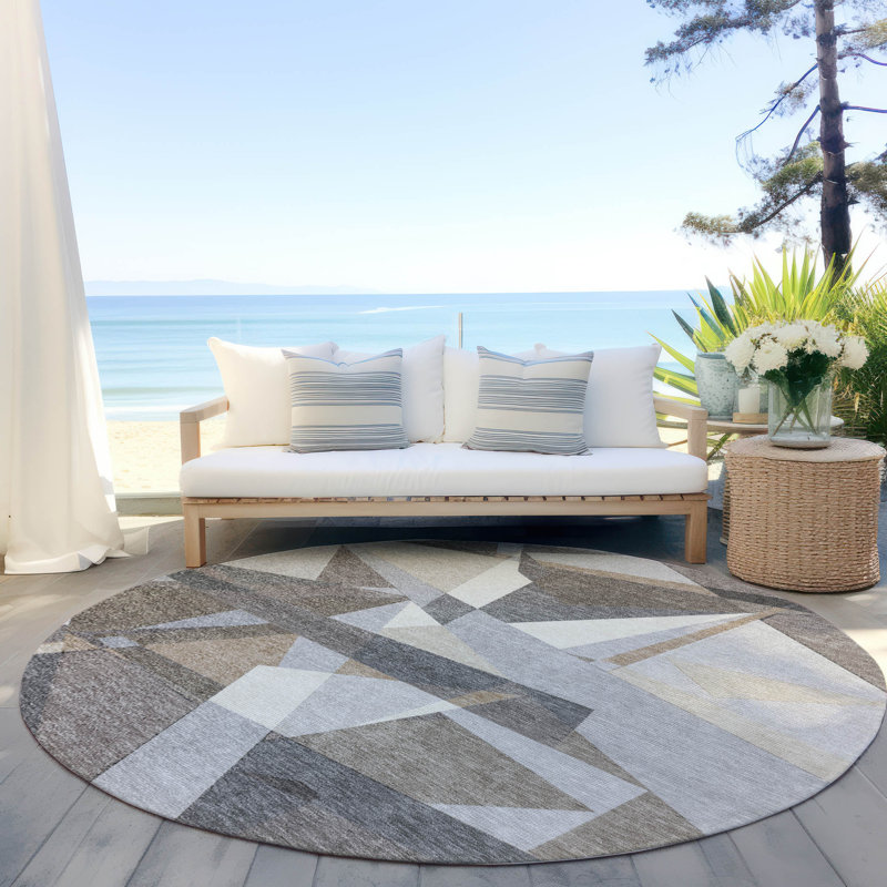Tapis intérieur / extérieur brun Contoure, 8 pi x 8 pi
