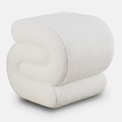 S-shape Teddy Fabric Ottoman Makeup Stool Footstool, by Mercer41