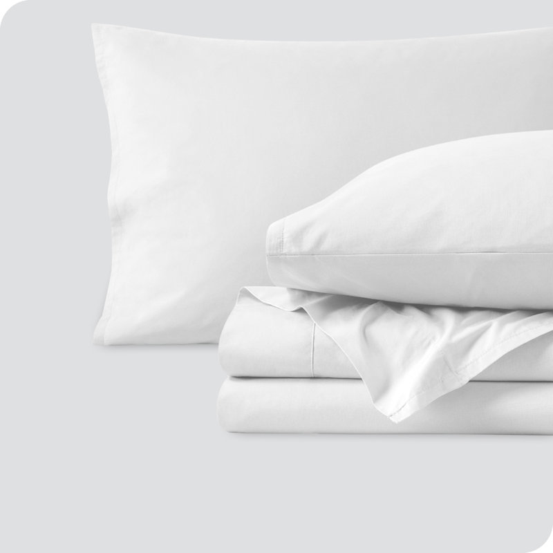 Organic Cotton White Percale Split King Sheet Set