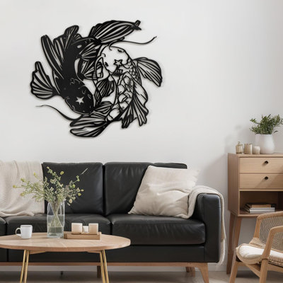 Yin & Yang Carp Fish Animal Metal Wall Decor