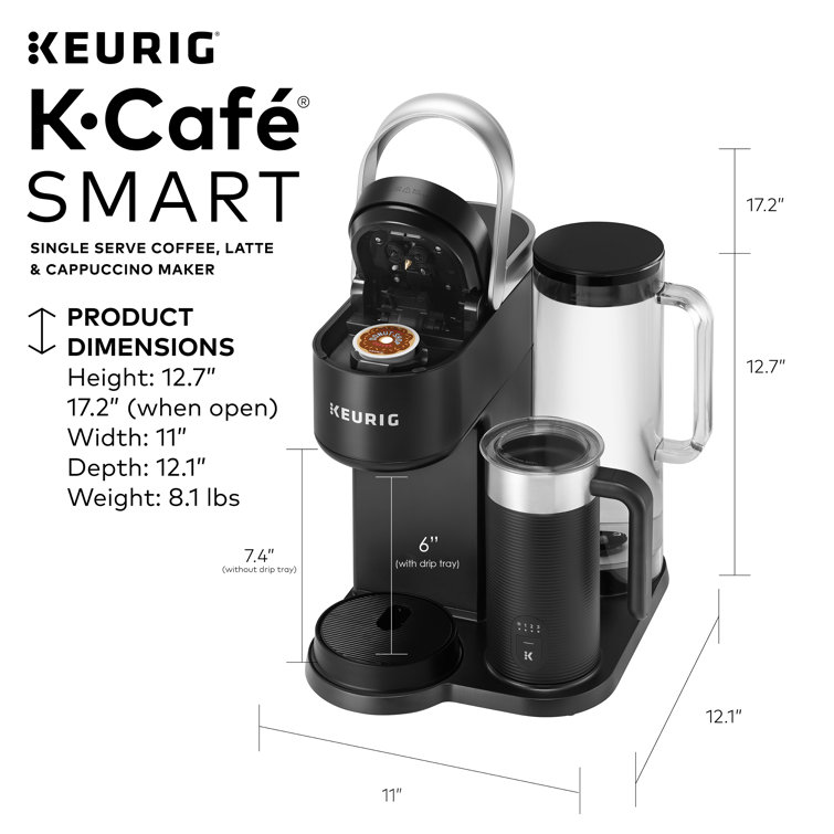 Restored Keurig K-Cafe SMART Single Serve K-Cup Pod Coffee, Latte and  Cappuccino Maker, Black (Refurbished) 