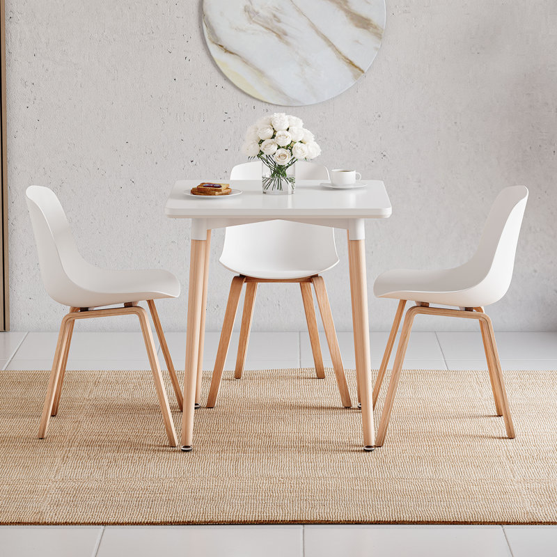 Joey Beech Solid Wood Base Dining Table, White