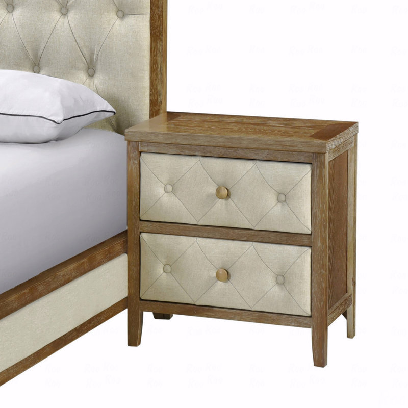 Bedroom Nightstand 1Pc Designed Drawers Fronts Modern, Brown