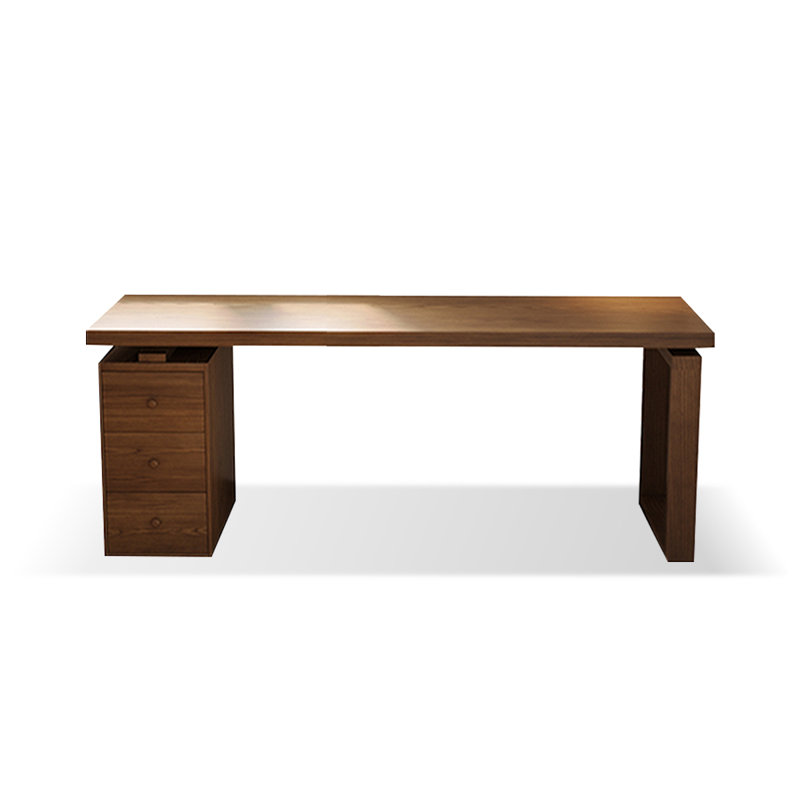 Bureau rectangulaire à 3 tiroirs en bois massif brun noisette, H 29,53 po x l 62,99 po x P 23,62 po