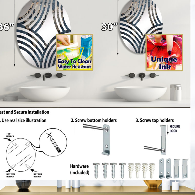 Miroir mural oval, 29,5 po x 19,6 po