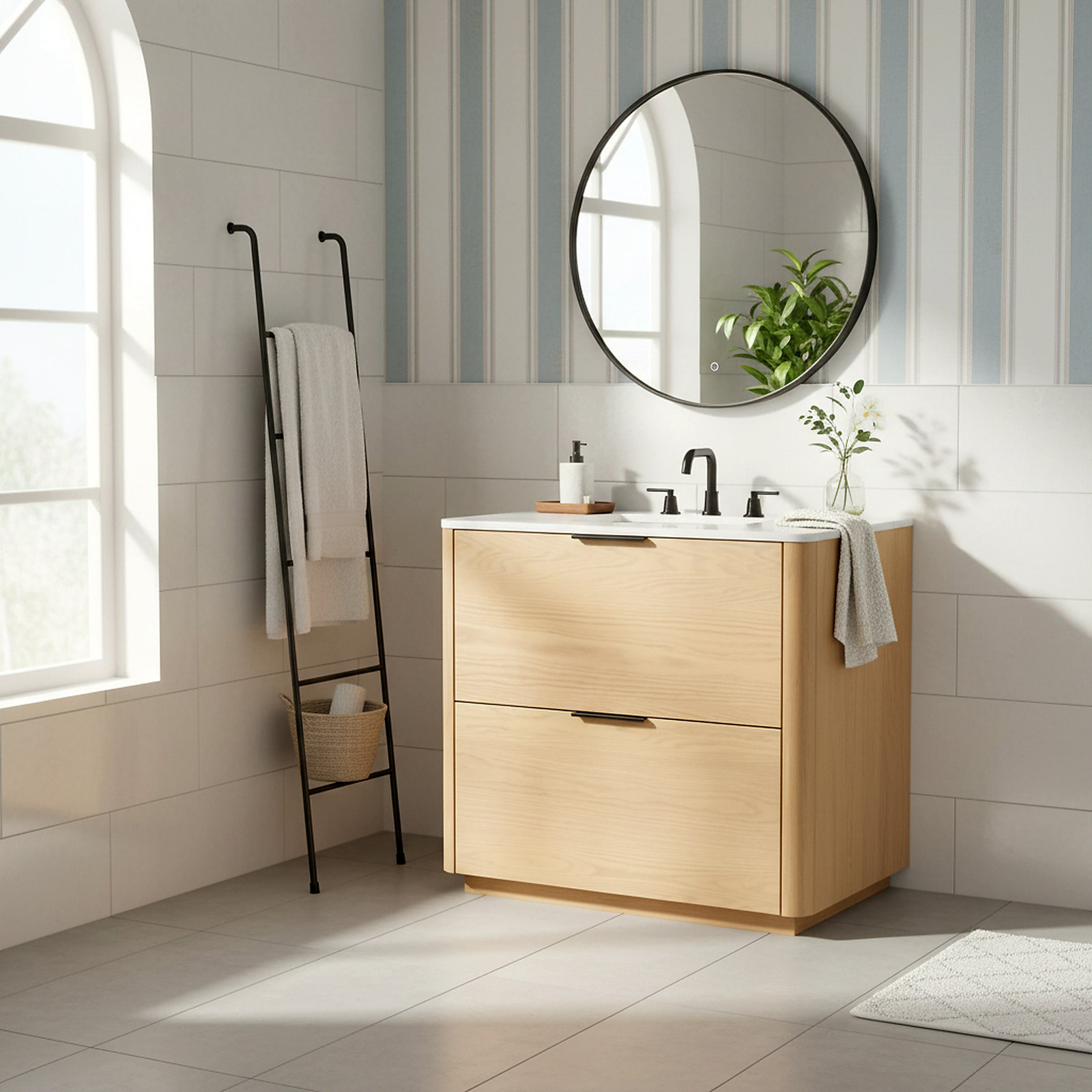 Tahani 36" Genuine Marble Single Bathroom Vanity, Natural