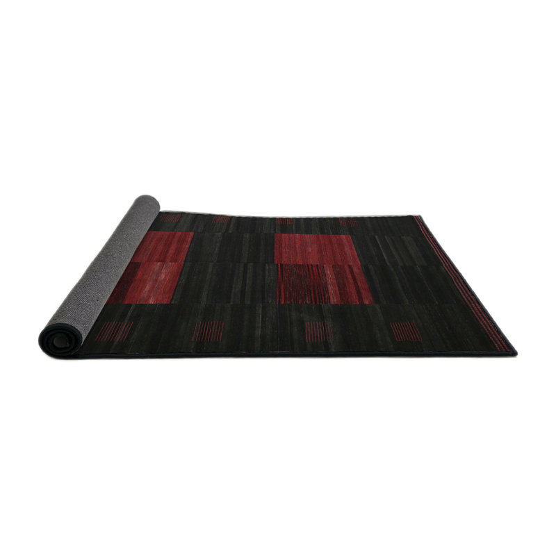 Tapis contemporain noir / rouge, Rond 4 pi