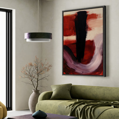 Art mural encadré sur toile - Reproduction d'art abstrait rouge pour chambre à coucher