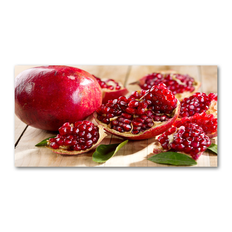 Pomegranate With Leaves - Wrapped Canvas Print, Canvas, 50cm H x 100cm W