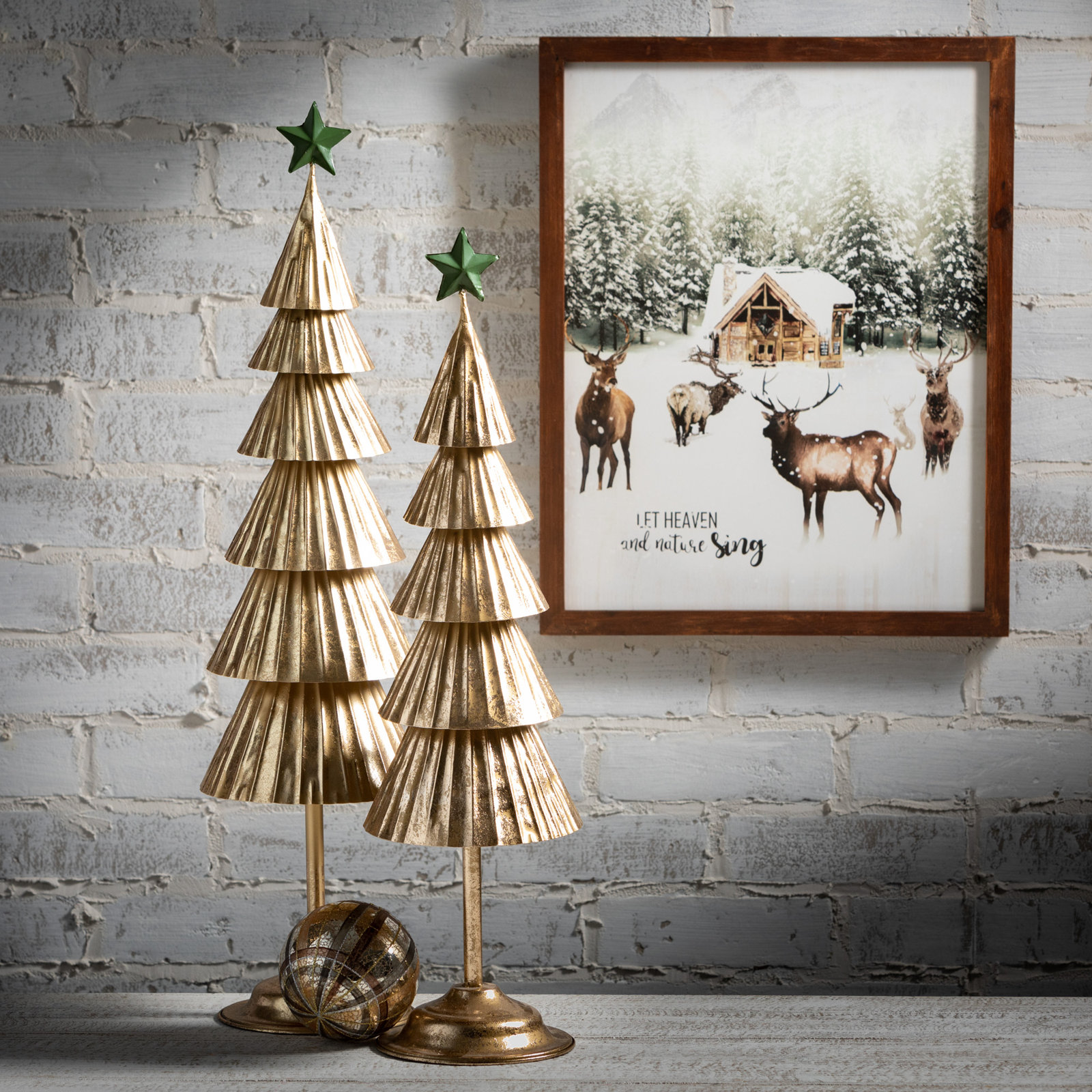 Aleana 3 Piece Plaid Finial Ornament Set