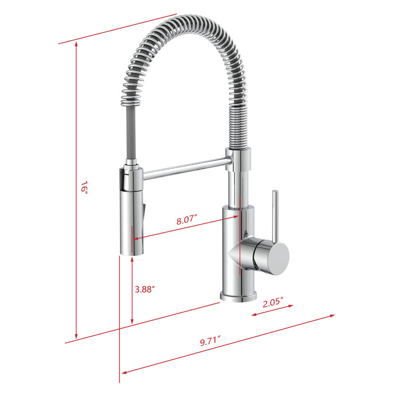 Vetta Pull Out Kitchen Faucet, Polished Chrome