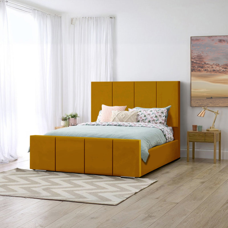 Abdule Upholstered Bed, Double (4'6), Turmeric