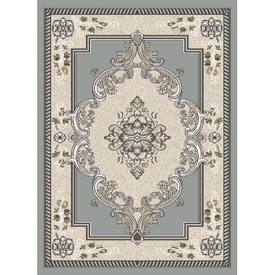 Tapis de graytaupe à tisser à tissage à la machine à motif floral traditionnel oriental 3d Ramsel