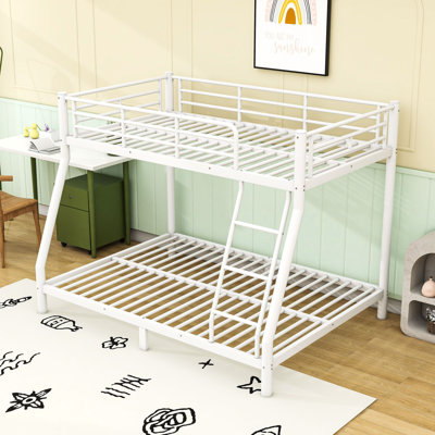 Twin over Full Metal Bunk Bed with Guardrails