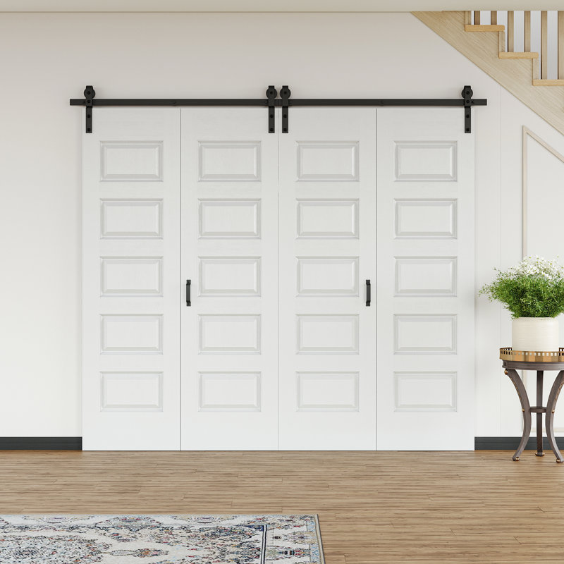 Double porte de grange pliante en forme de treillis double avec trousse de quincaillerie d'installation, 96 po x 84 po