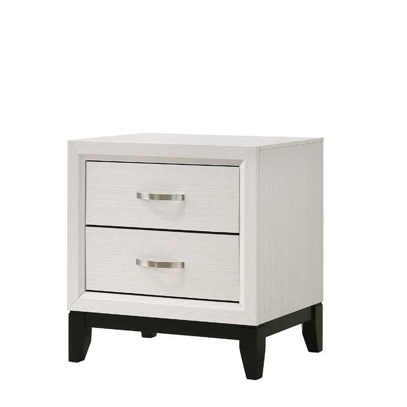 Table de chevet 2 tiroirs Contemporary, Blanc