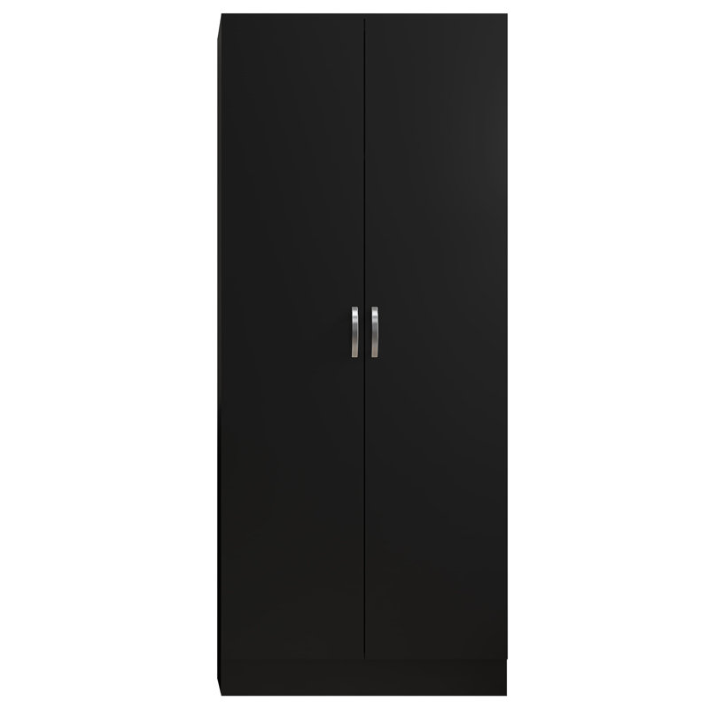 Marlesha 2 Door Manufactured Wood Wardrobe, Black