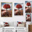 Reproduction d'art sur toile, arbres monochromes rouges et gris «Solitude I»-1581016696-1581016697