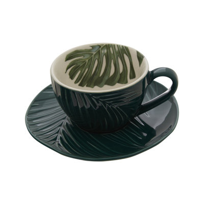 Shady Stoneware Teacup and Saucer
