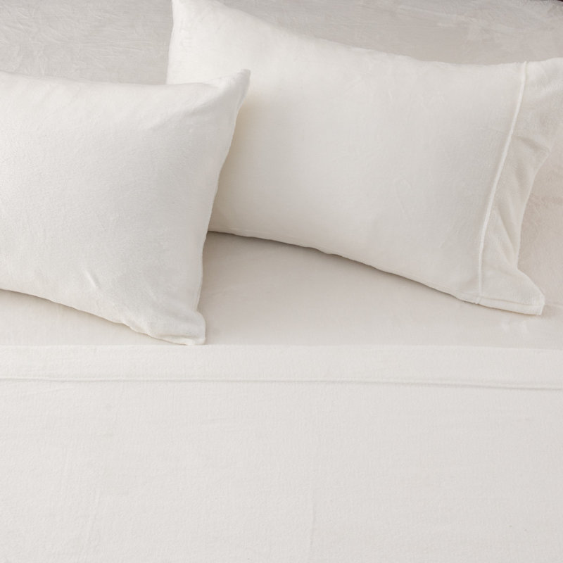 Ensembles de draps en velours ultra doux, Reine, Blanc cassé