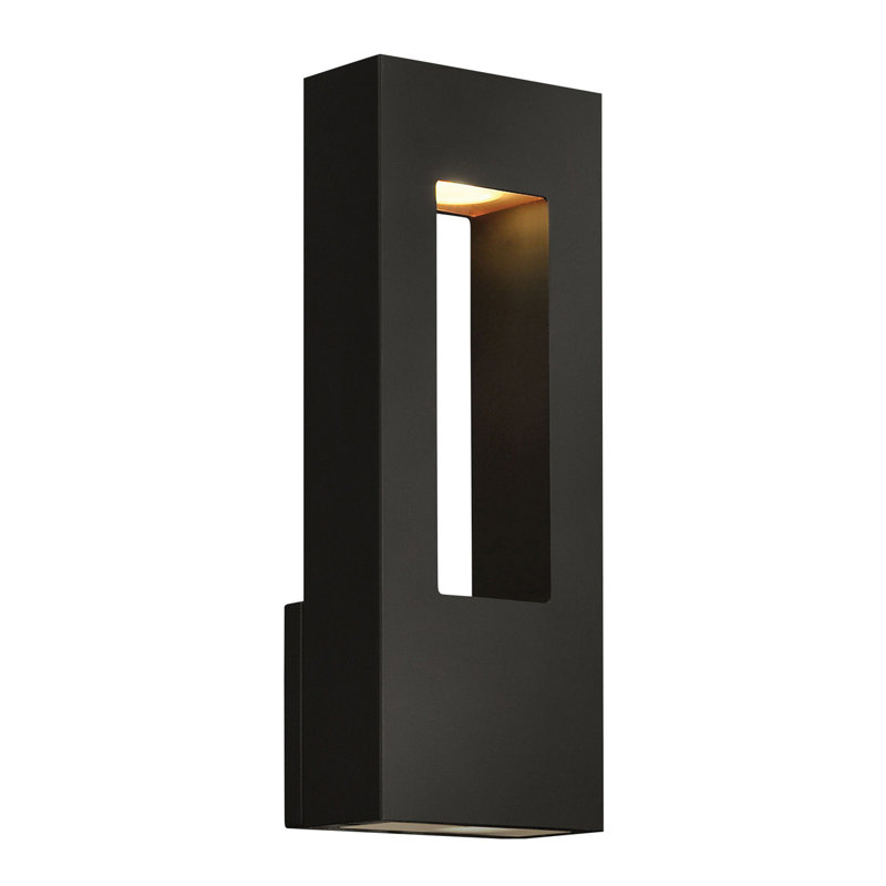 Atlantis Frosted Glass Outdoor Flush Mount, Satin Black, 16" H x 6" W x 3.5" D