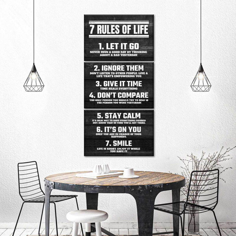«Seven Rules Of Life», reproduction d'art sur toile, H 62 po x l 30 po x P 1,25 po