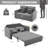 56" 3 in 1 Square Arm Sofa Bed Convertible Loveseat Pull-Out Sleeper Sofa Couch with USB and Cup Holders-380135333