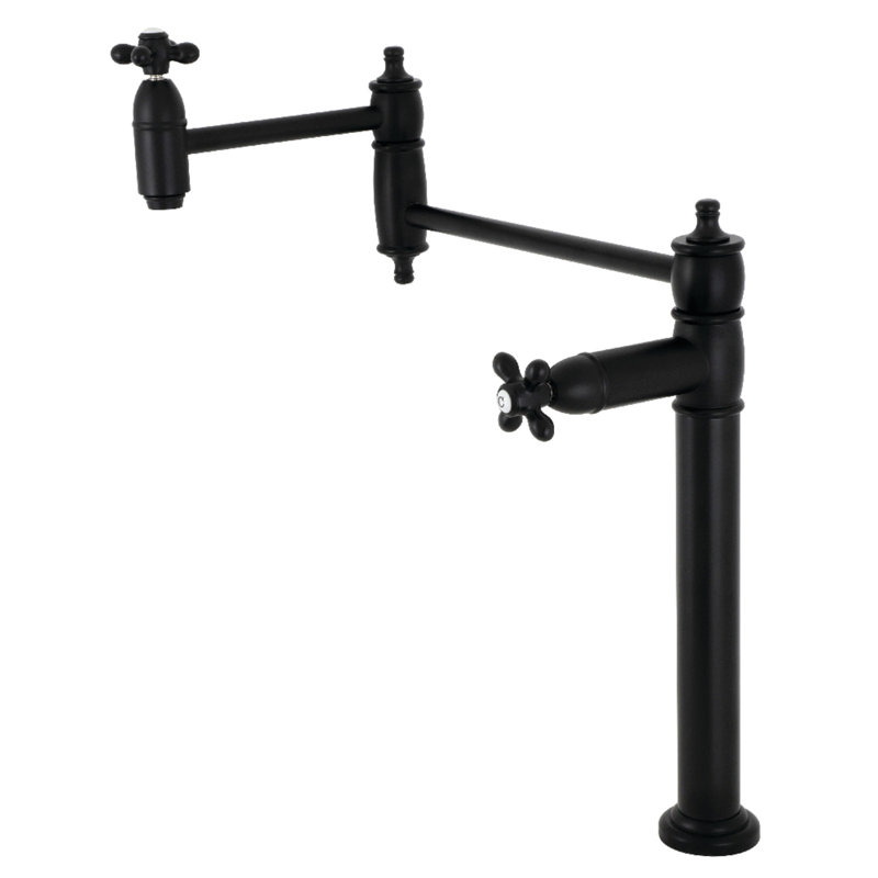 Kingston Brass Restoration Two-Handle 1-Hole Deck Mount Pot Filler Faucet, Matte Black