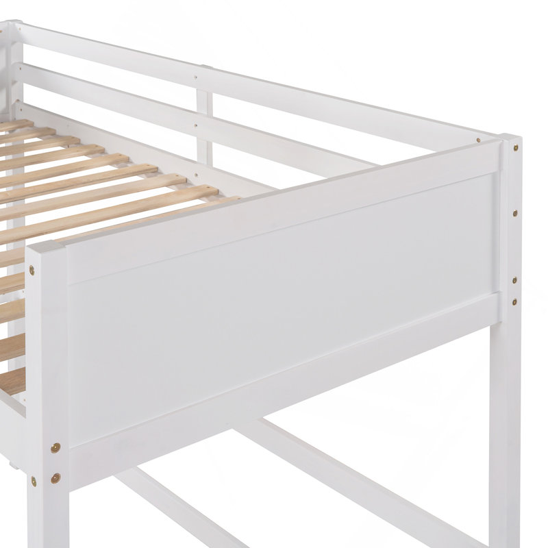 Lit mezzanine simple en bois avec échelle (blanc)