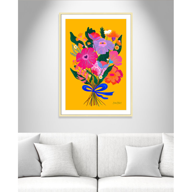 Imprimé éclectique de fleurs par Bloom, L 29,5 po x H 41,5 po, Imprimé mat, Or mat