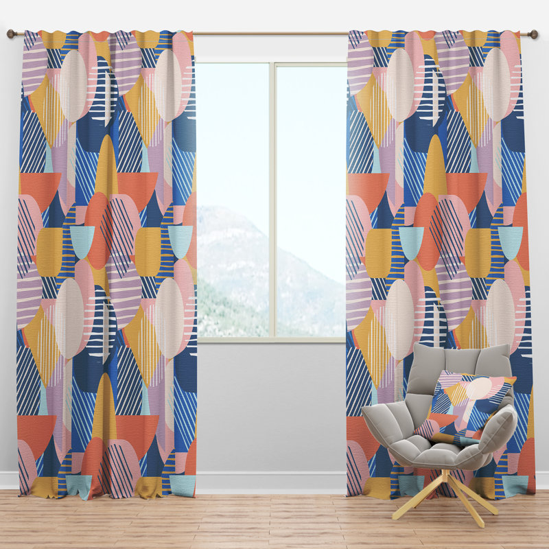 Panneau de rideau simple semi-diaphane avec passe-tringle Mid-Century, l 52 po x L 84 po