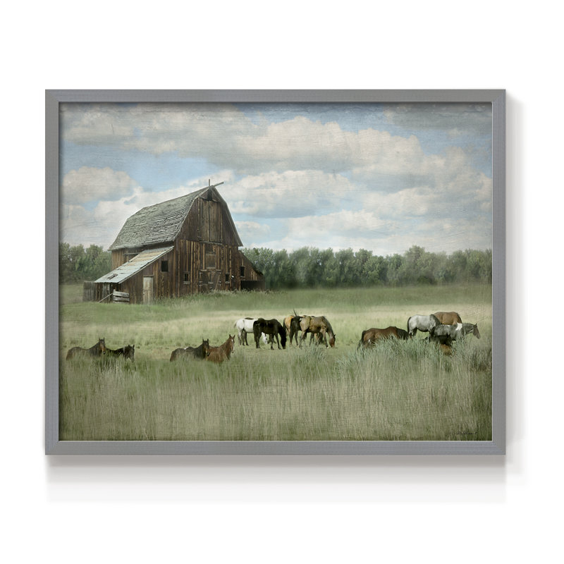 Serenity Pasture - Reproduction encadrée - Restickable, Gris, H 22 po x l 28 po