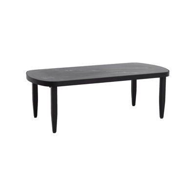 Ember Outdoor Aluminum Coffee Table with Marble-Inspired Sintered Stone Top & Post Tapered Legs