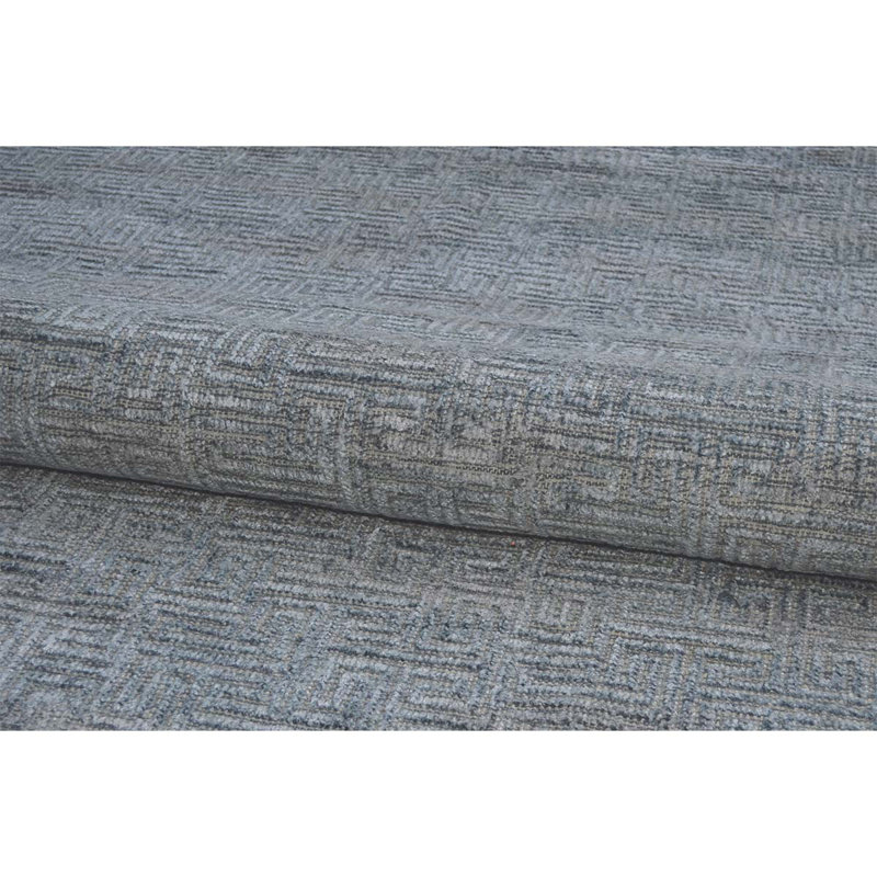 Geometric Area Rug in Dark Blue/Gray/Beige, Rectangle 10' x 14'
