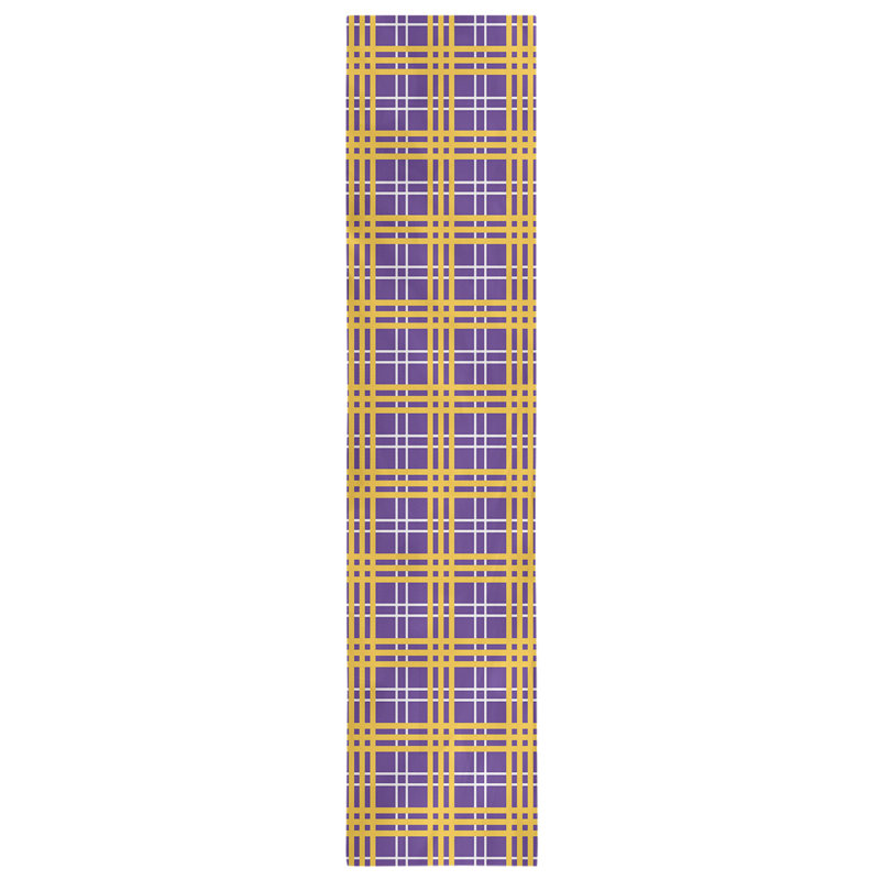 Paid Polyester Table Runner, 72" L x 16" W, Purple/White/Gold