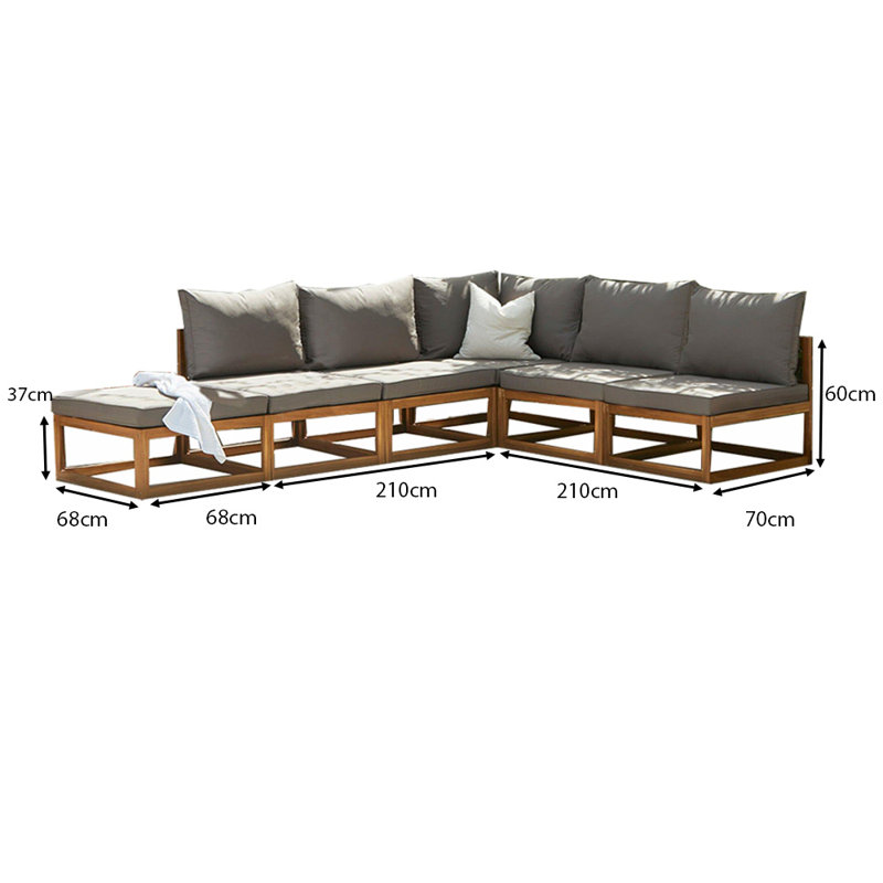 Rimasha Garden Lounge Set with Cushions, Grey
